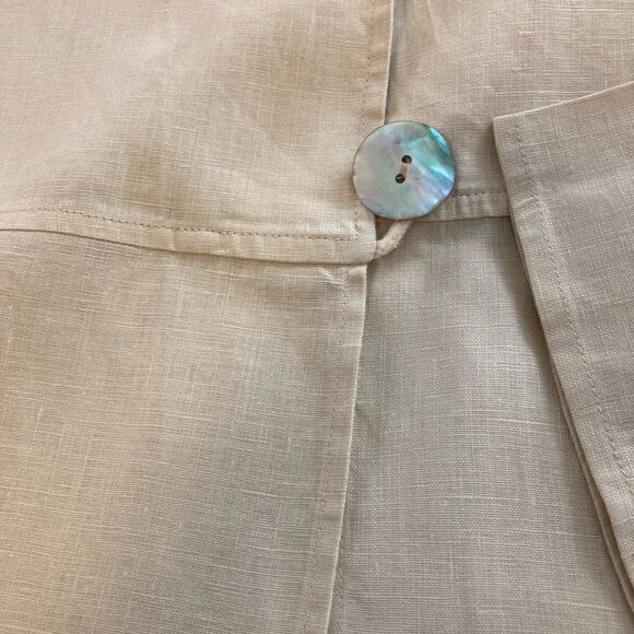 MAX STUDIO S Cream 100% linen Longline slit blazer - Picture 5 of 12